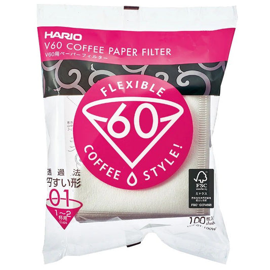 Hario V60 Coffee Paper Filters Size 01 White